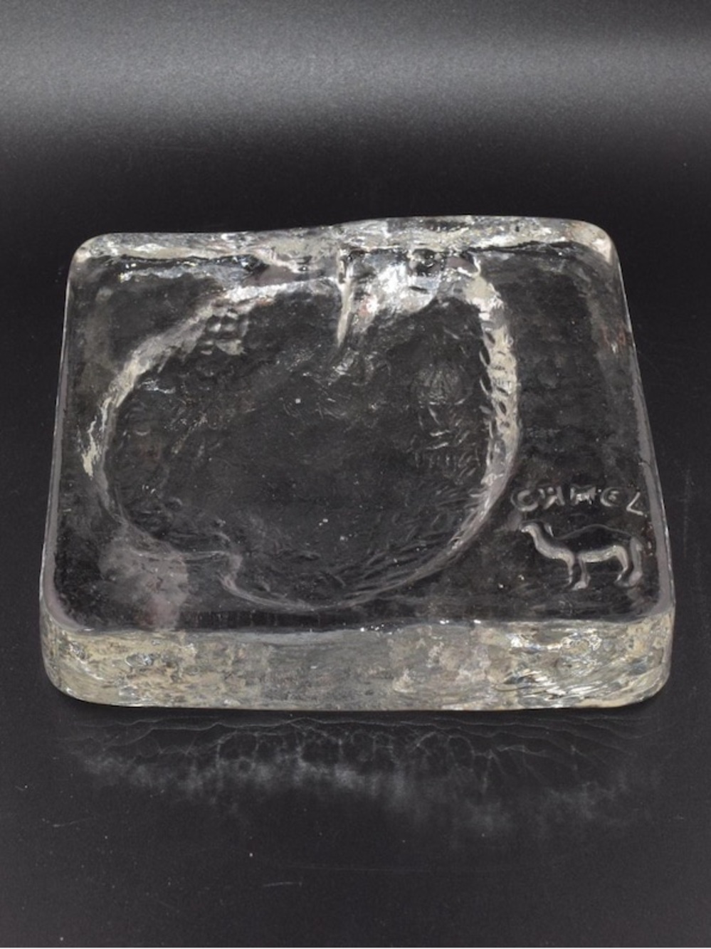 Joe Camel Hoof Print Clear Glass Square Ash Tray